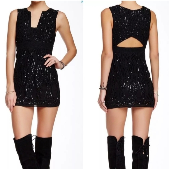 Free People Snake Charmer Sequin Mini Dress Size 0 - Picture 1 of 8